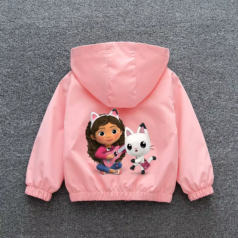 Veste à capuche Gabby's Dollhouse pour filles, collection Printemps 2026, manteau décontracté à ferm