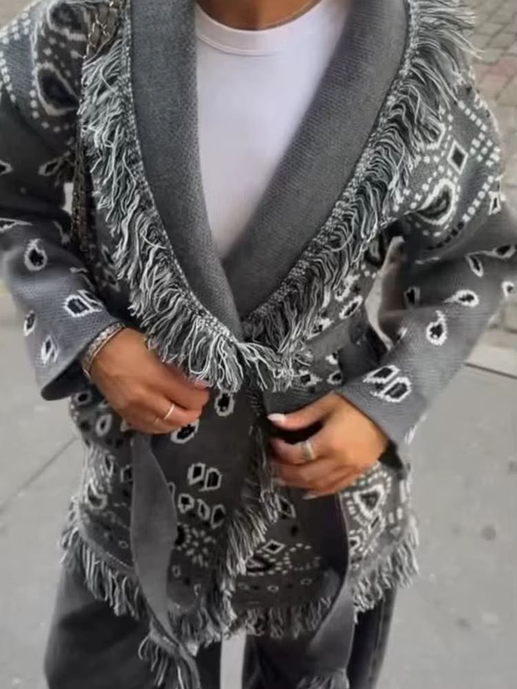 Cardigans tricotés en Jacquard pour femmes, ample, Patchwork, col en v, manches longues, épais et ch