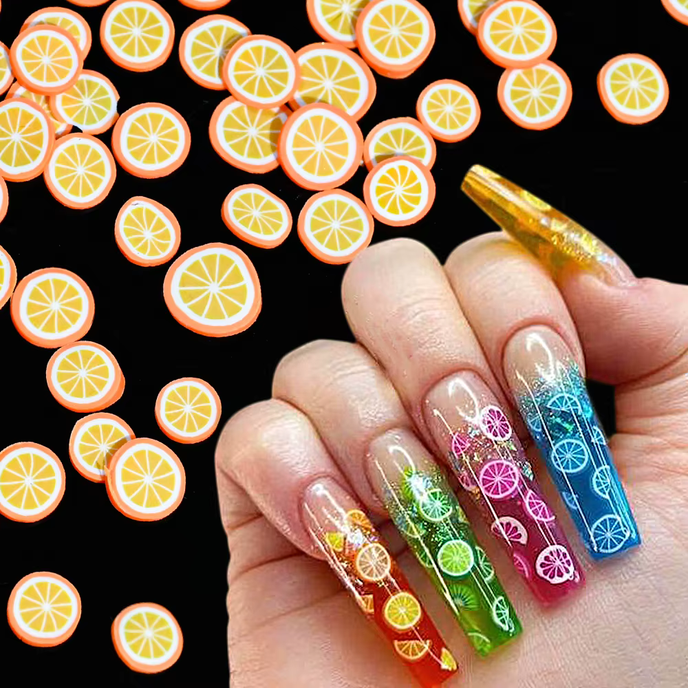 1000 pièces mélangées 3D tranches de fruits breloques pour ongles en argile polymère bricolage modèl