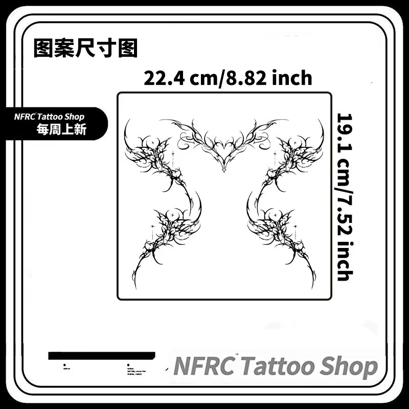 Tatouage temporaire gothique tribal épineux à base de jus végétal, autocollant corporel imperméable 