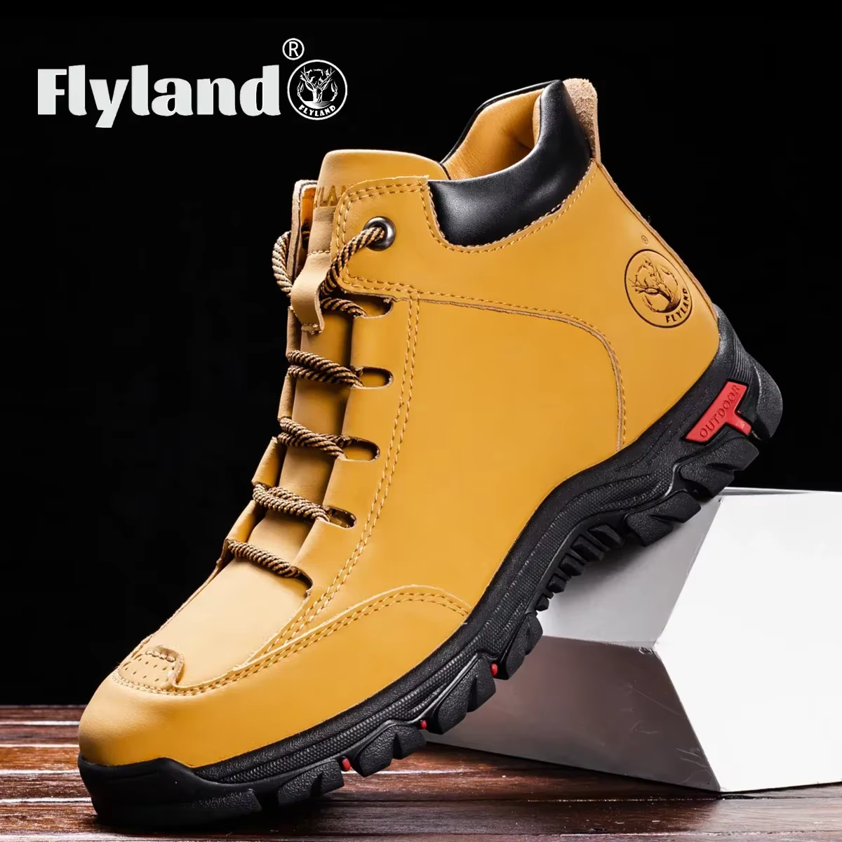 FLYLAND-Bottes de rinçage pour hommes, chaussures classiques en cuir, décontractées, faites à la mai