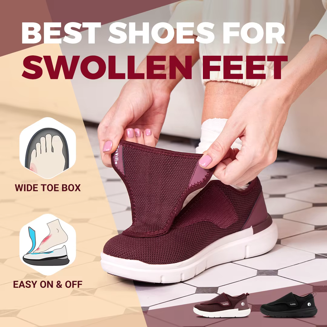 FitVille Chaussures pour diabétiques extra larges pour femmes Chaussures de marche réglables pour pe