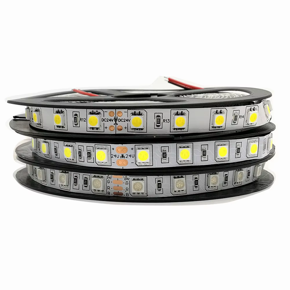 Bande LED SMD 5050, 5m, 12V, 24V, 60 diodes/m, éclairage de décoration Flexible, IP20 IP65, étanche,