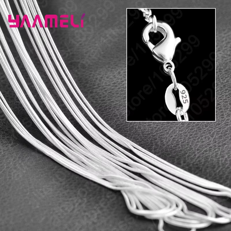 Chaîne à maillons en argent Sterling 925 pur, bijoux de collier avec fermoirs à homard lisses et sol