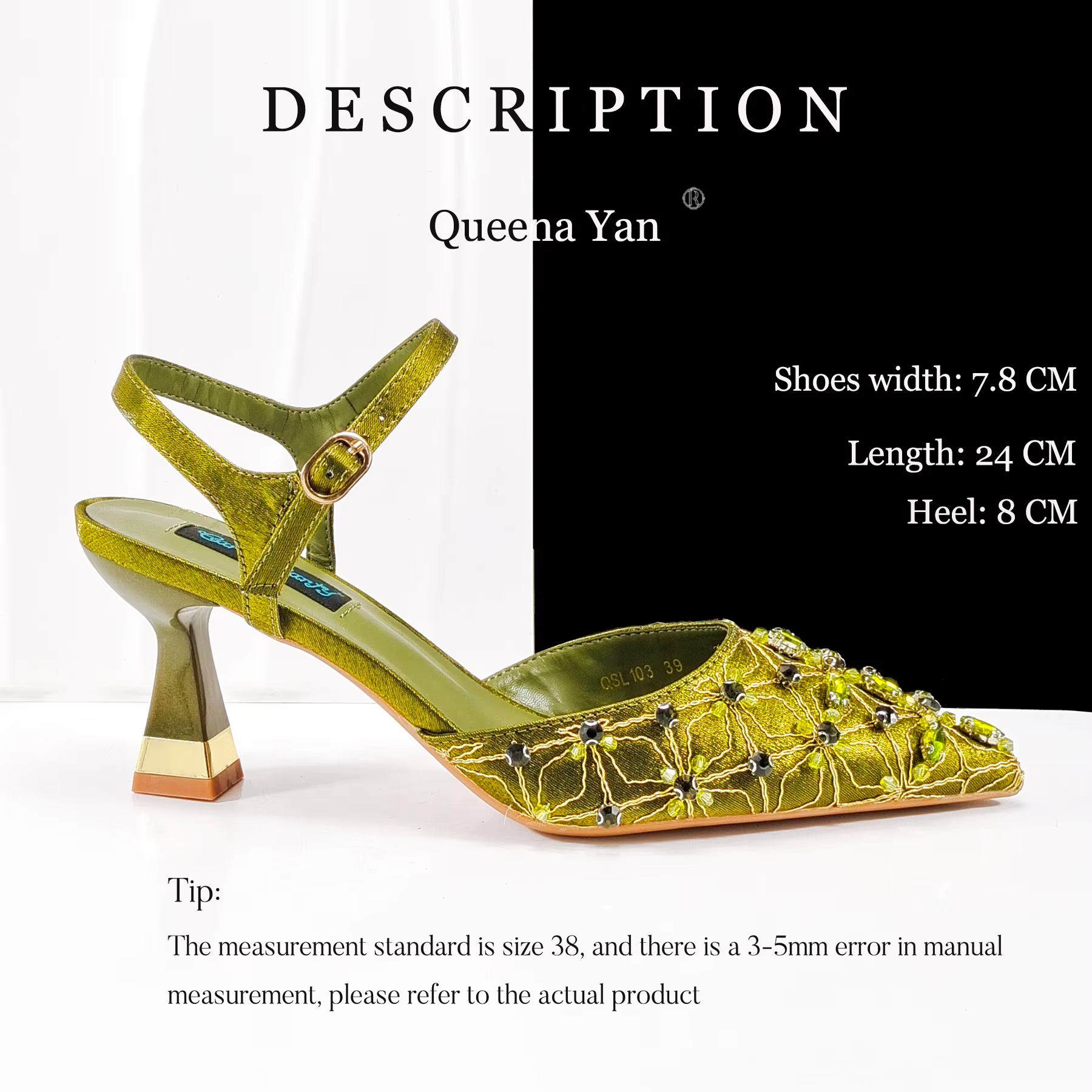 Ensemble de talons hauts et de sacs brodés pour femmes, Style Mature élégant, couleur Olive, bout po