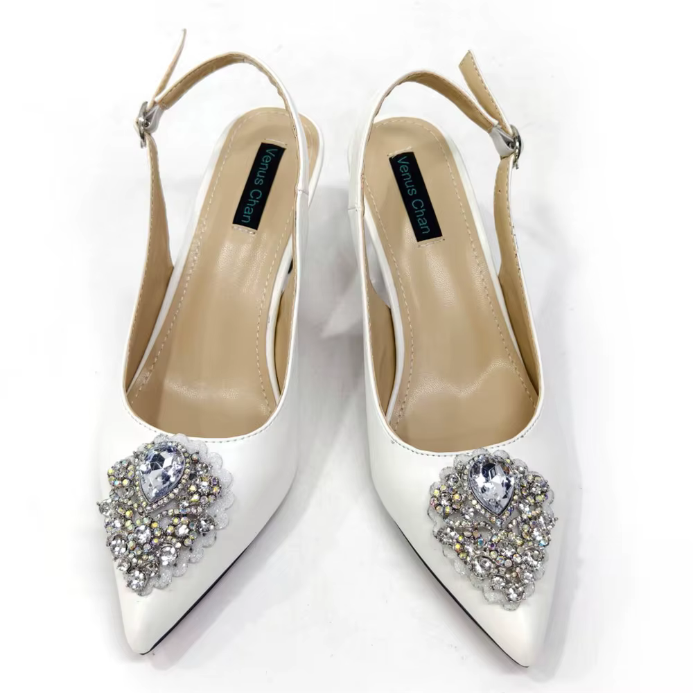 Venus Chan-Chaussures de Mariage à Talons Hauts pour Femme, Parka Jolie tue, Strass de Documents Bla