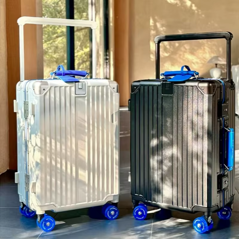 Valise à guidon large, bagage roulant, cadre en aluminium de grande capacité, boîtier de chariot ave