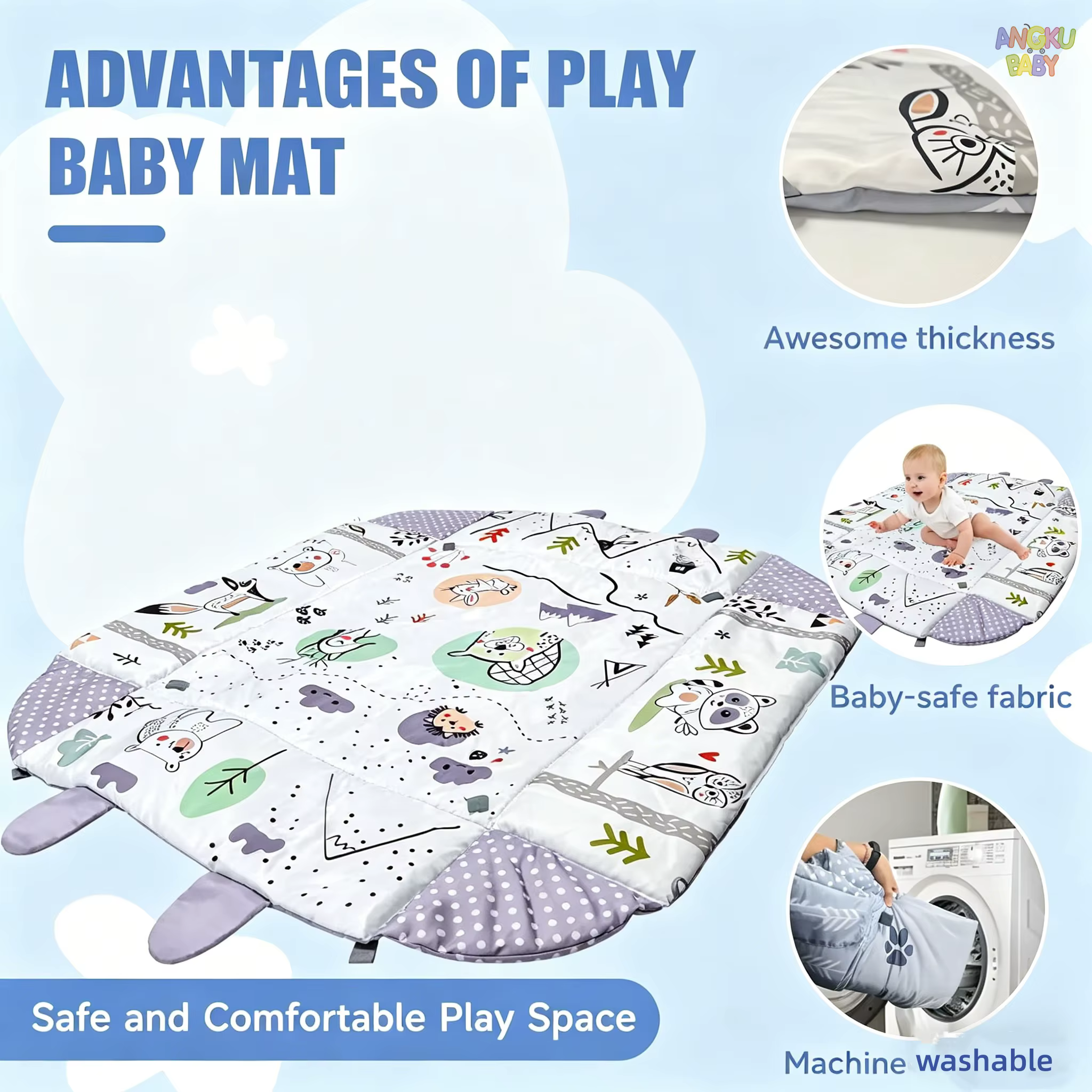 Tapis de jeu pour bébé 4 en 1 avec jouets détachables pour le développement du bébé, gymnase éducati