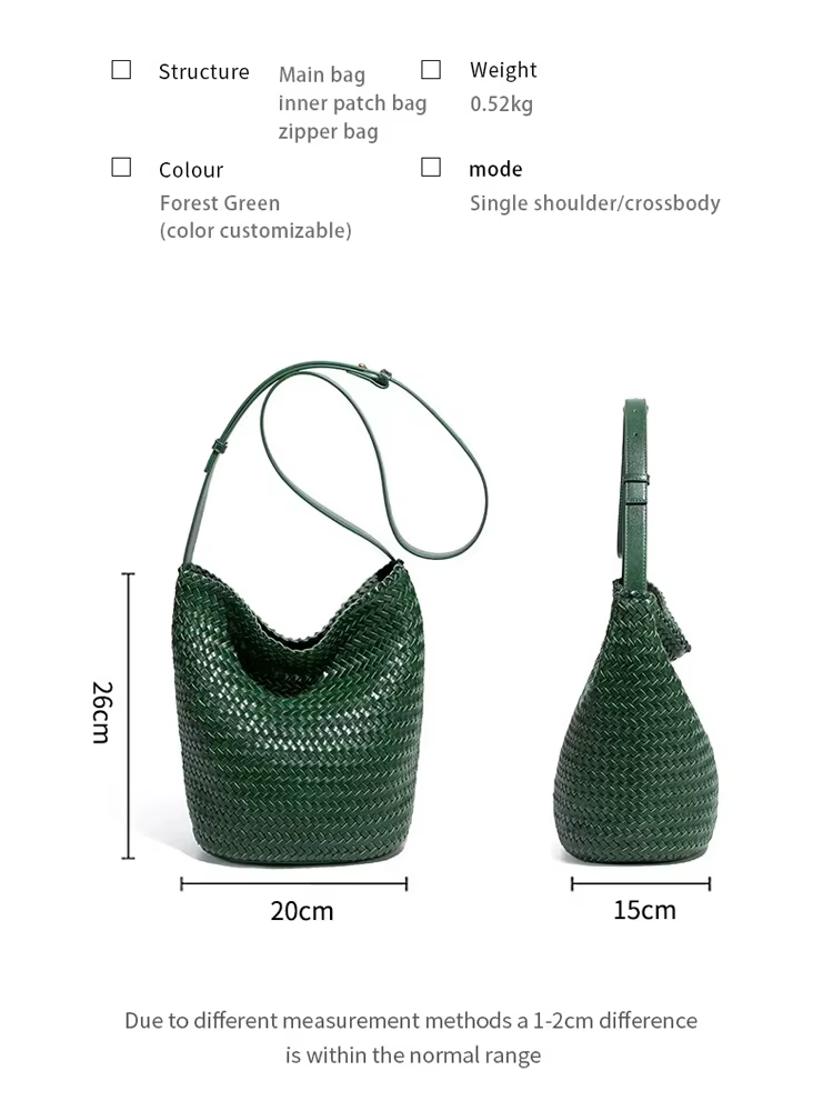 Sac de shopping de luxe pour femmes, nouveau sac seau en cuir tissé à la main haut de gamme, sac mes