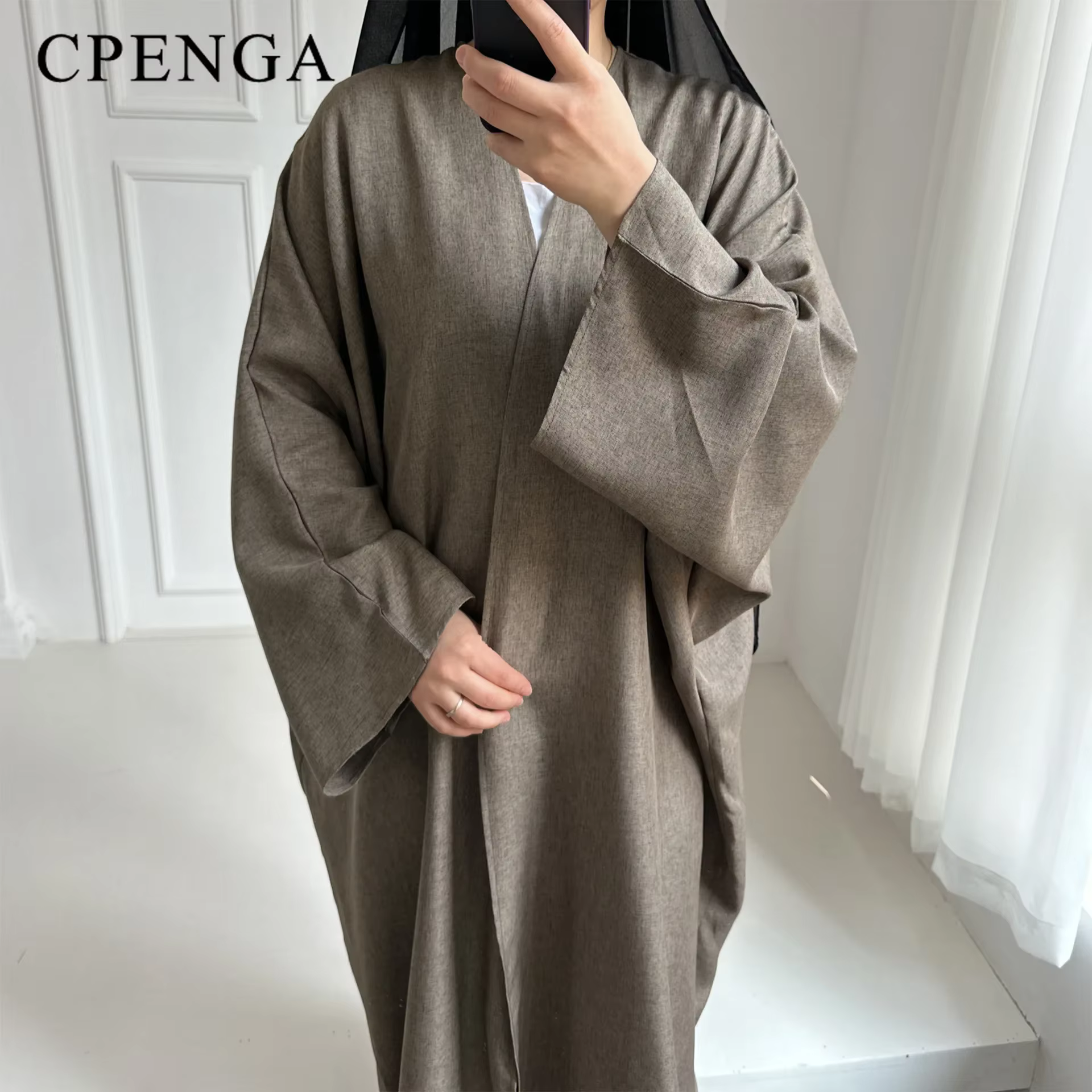 Eid Ramadan ouvert Abaya pour femmes plaine dubaï casual coton lin modeste Abayas Kimono turquie man