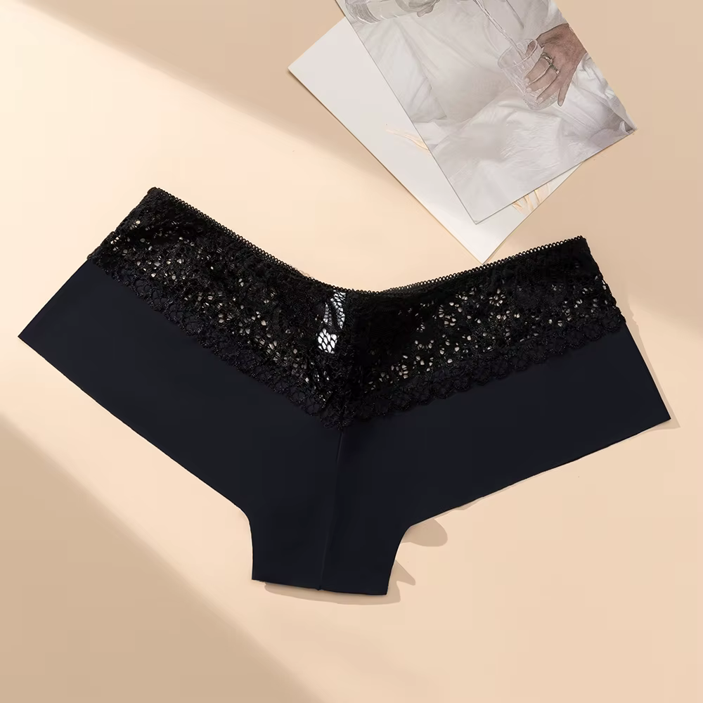 Boxer femme culotte léopard et cerise imprimé Sexy sous-vêtements en dentelle haute élastique Linger