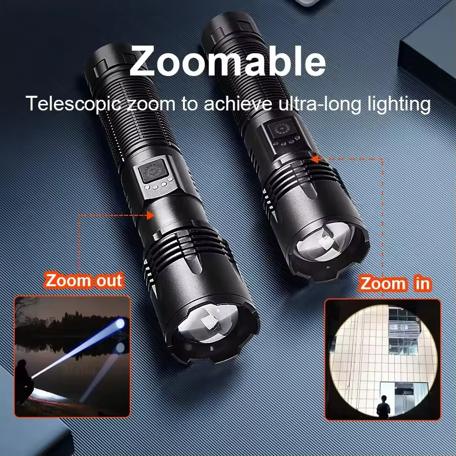Lampe torche LED haute puissance 2026 9000000LM Lumière puissante Torche tactique Rechargeable Lampe