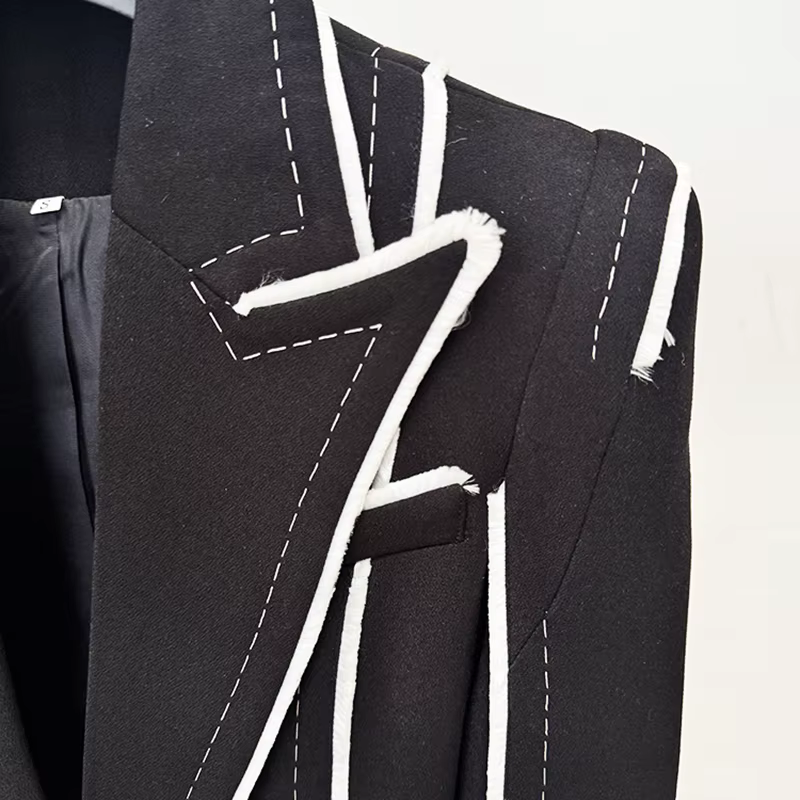 HIGH STREET Nouvelle Collection 2026 Blazer Femme Designer à Franges et Pompons Coupe Ajustée