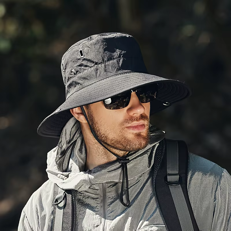 Nouveau chapeau de pêcheur tendance et polyvalent, chapeau de montagne anti-UV, réglable, respirant,