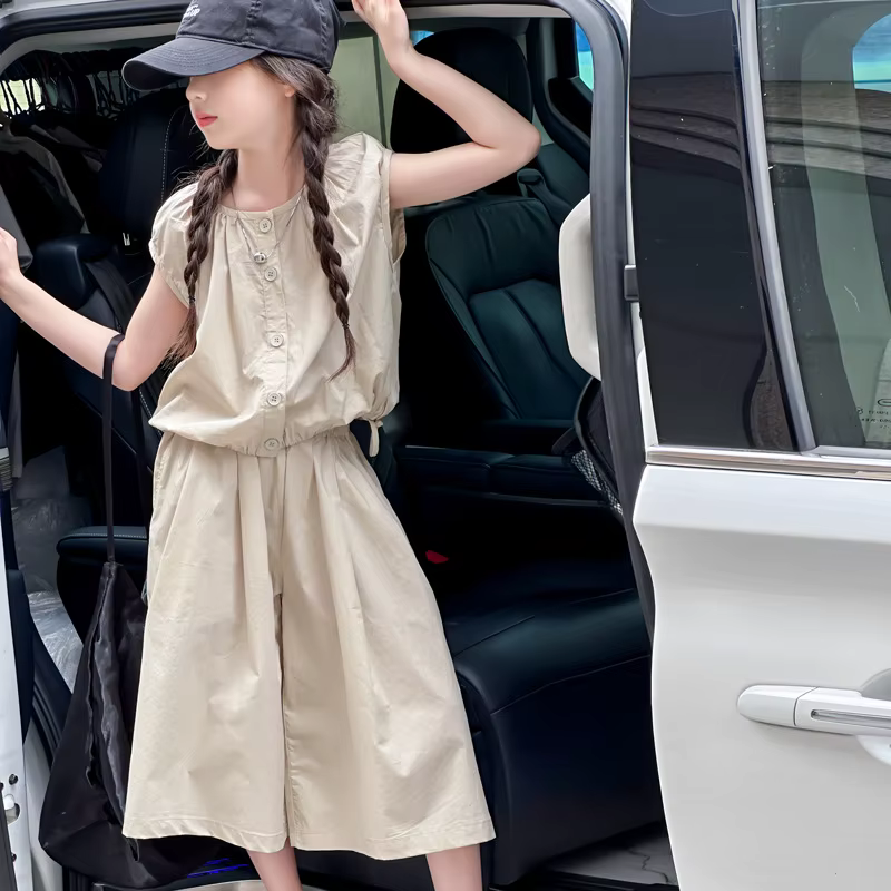 Ensemble tendance été 2026 pour filles, style coréen, jupe-pantalon large décontractée pour adolesce