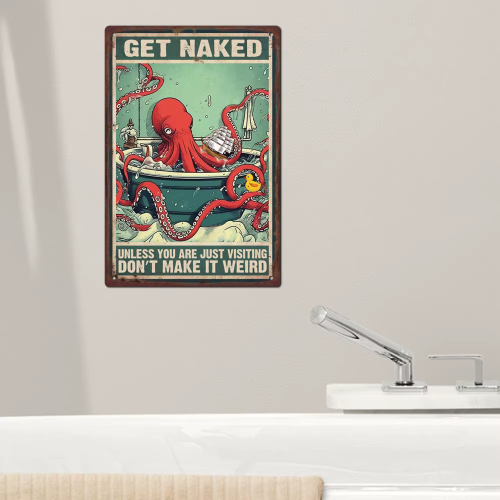 Putuo Decor-Plaque D.lique Rétro, 1 Pièce, Octopus 18/Signs, Affiche Vintage en Fer, Décoration Mura