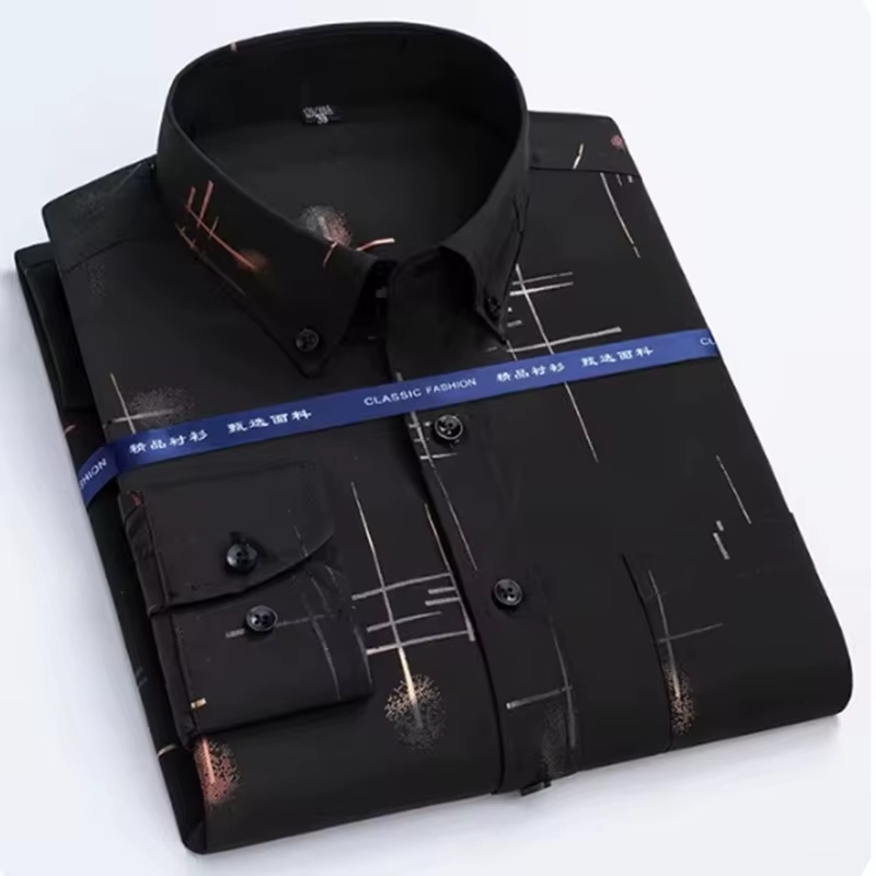 Chemise à manches longues déformable pour hommes, vêtements décontractés d'affaires, mince, coupe co