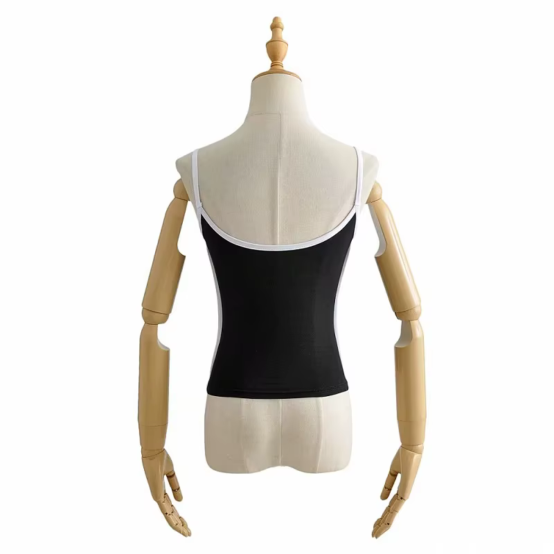 Haut court noir été sexy hauts femmes 2024 spaghetti sangle haut décontracté col en v camis tricot s