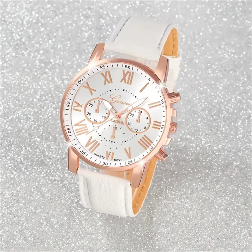 5 pièces montres pour femmes mode Roma cadran bracelet en cuir montre à Quartz (sans boîte