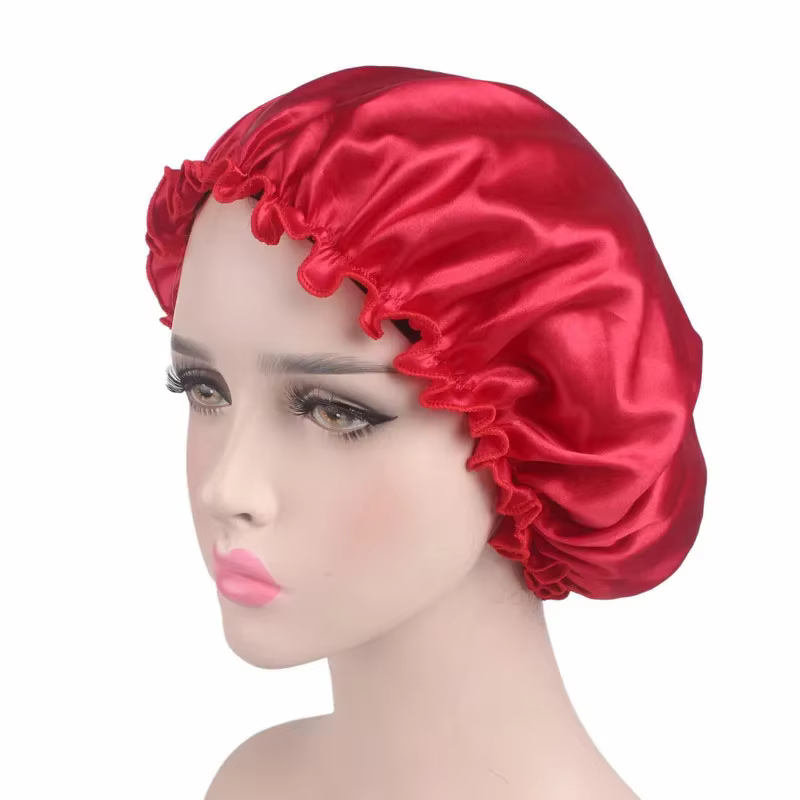 Bonnet de nuit en satin pour femme, unisexe, pour la douche et le bain