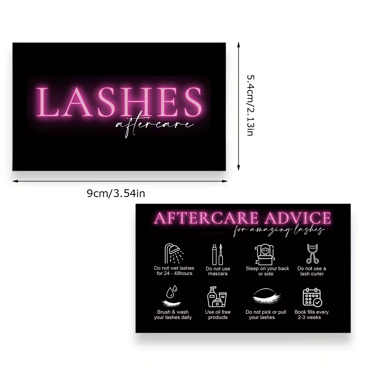 Carte de soins après-vente pour cils noirs, 50 pièces, cartes de fidélité pour Studio de beauté, Ext