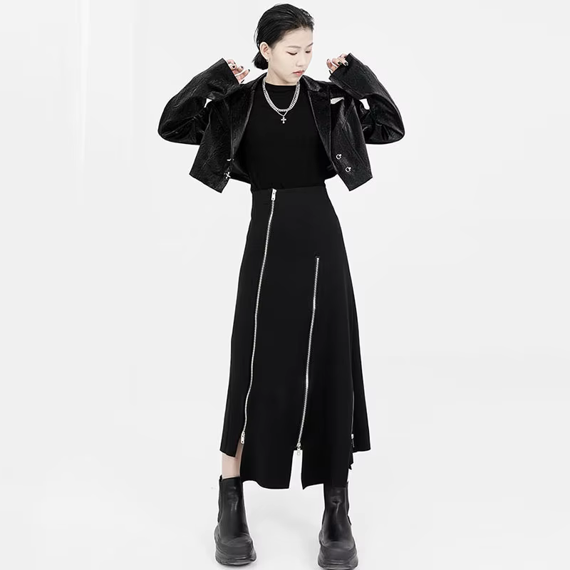 Jupe mi-longue pour femme, jupes Y2K, design personnalisé, style coréen, pur compromis, streetwear a