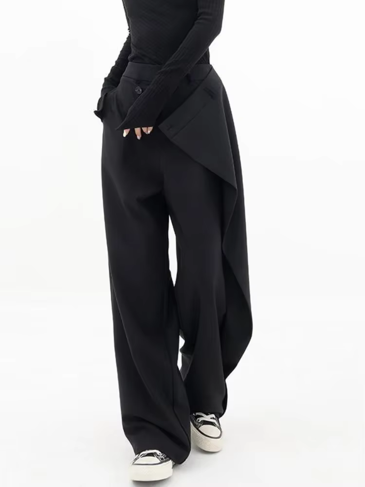 HOUZHOU femmes pantalon de costume large taille haute gothique Style japonais Baggy pantalon noir pa