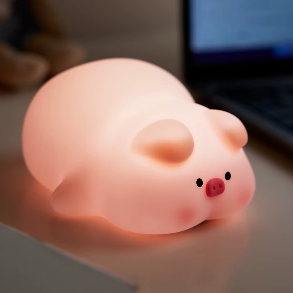 Rose petit cochon LED veilleuse capteur tactile dessin animé veilleuses pour enfants Silicone enfant
