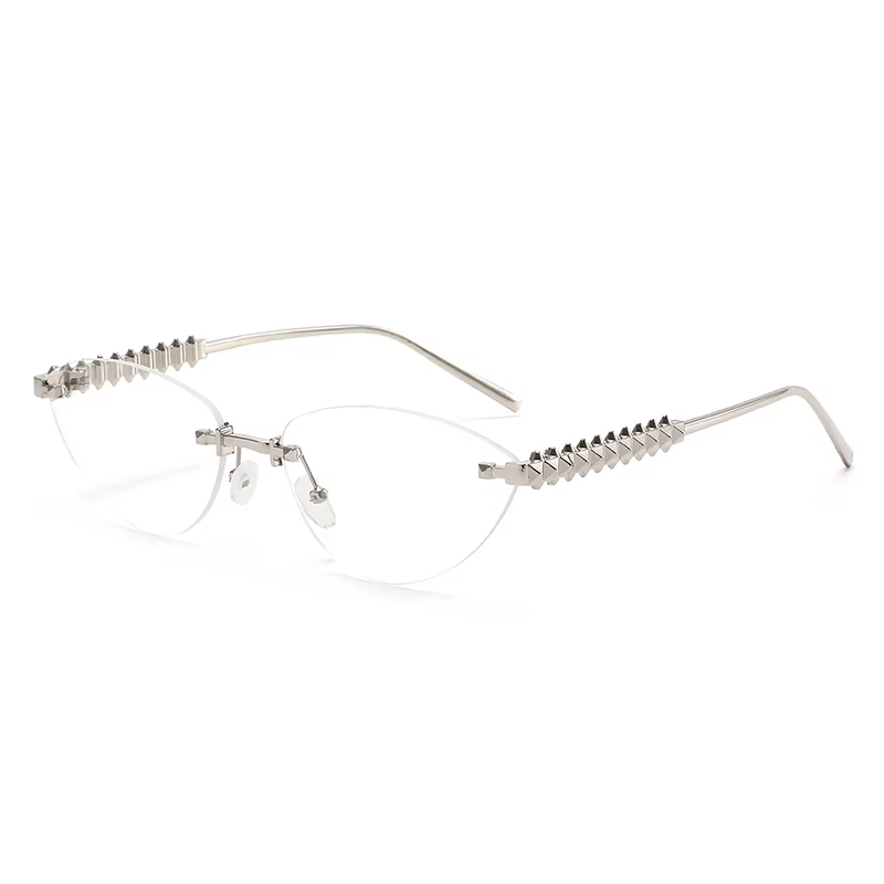 Lunettes de protection sans bords œil de chat Rivet lunettes de soleil femmes marque de luxe ovale d