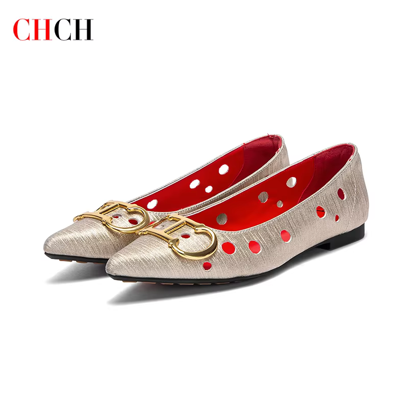 CHCH chaussures plates pour femmes 2025 nouveau Design de poinçonnage chaussures pour femmes pointue
