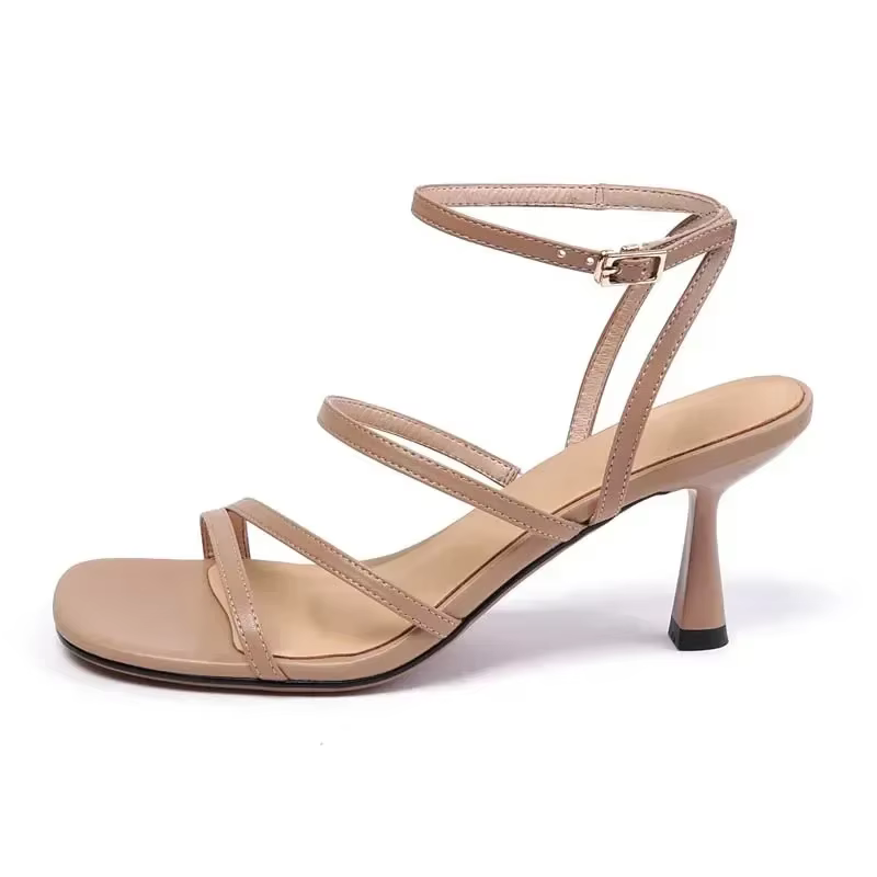 Sandales d'été à lanières de cheville pour femmes, chaussures de soirée Sexy à talons hauts, noir, j