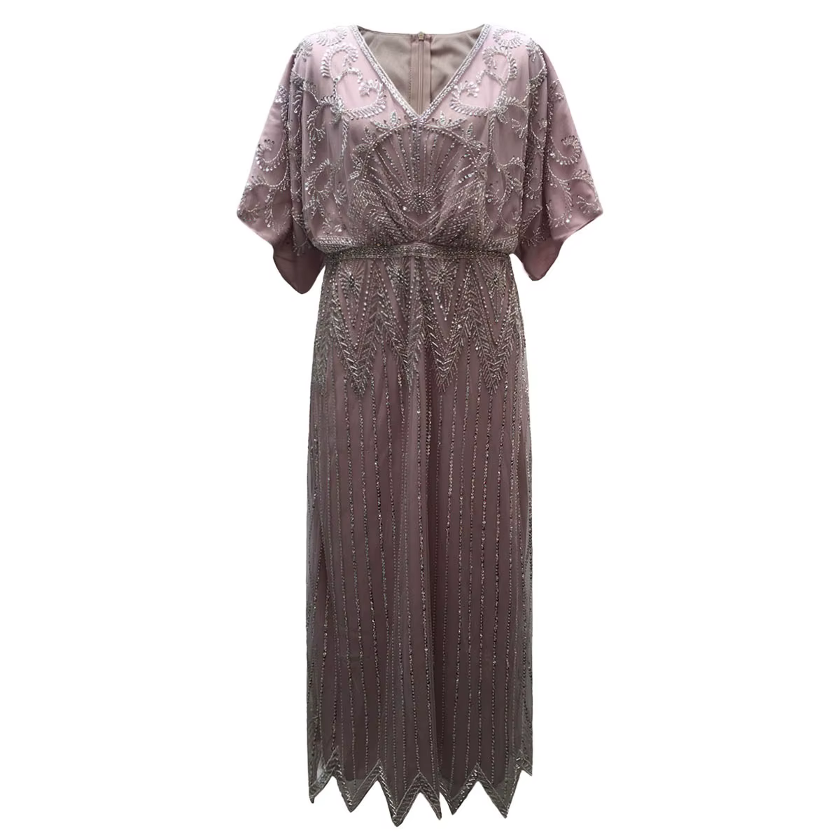 Robe de soirée longue à paillettes pour femmes, élégante, col en V, manches courtes, ligne A, taille