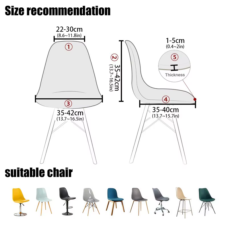 Housse de chaise à coque imperméable en Jacquard, housse de chaise scandinave à dossier court, houss