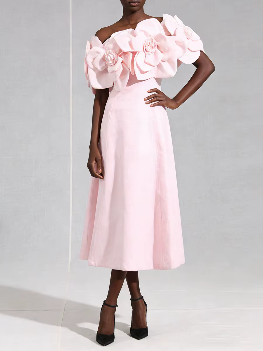 VGH – robe de dîner élégante et solide pour femmes, col en V, manches épaules dénudées, taille haute