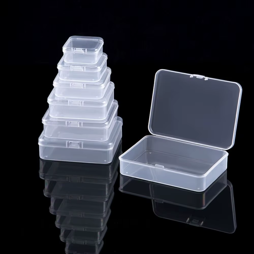 Boîte de rangement carrée en plastique, contenant transparent pour bijoux, perles, petits articles, 