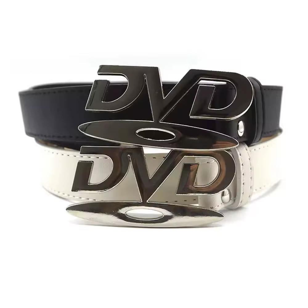 Ceinture à boucle DVD rétro Y2K 2026 pour femme, design tendance et original, accessoire polyvalent 