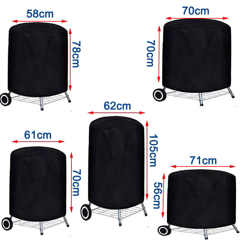 Couverture de gril d'extérieur ronde noire, housse de Protection pour poêle à foyer, pour barbecue, 