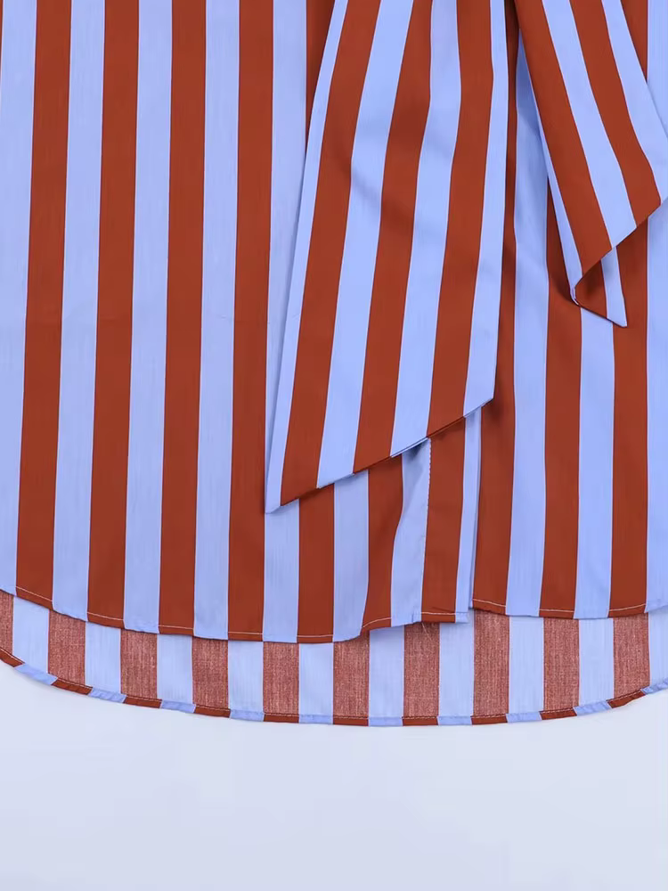 Nouvelle Blouse Chic pour Femme, Style Festival de Musique, Coupe Ample, Rayée, avec Nœud, Simple Bo