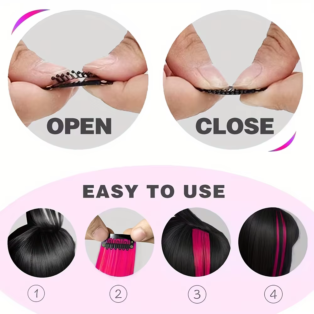 Extensions de cheveux synthétiques longues et lisses, 6 pièces, Extensions de cheveux colorées de 24