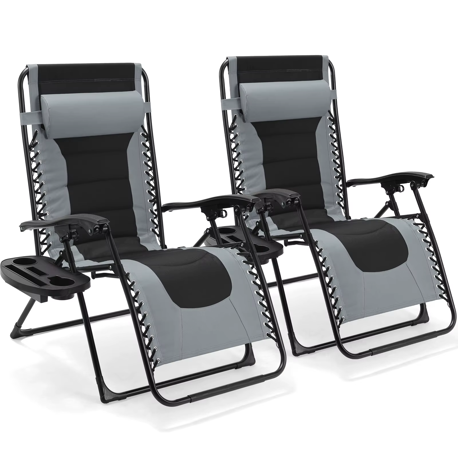Chaise zéro gravité rembourrée, ensemble de 2 chaises inclinables pliables pour l'extérieur, chaise 