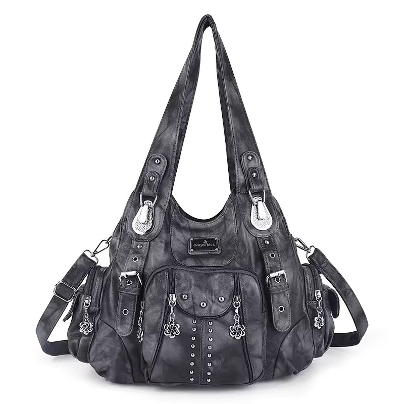 Sac à main vintage pour femme, grand sac fourre-tout en PU avec poignée supérieure, sac à bandoulièr