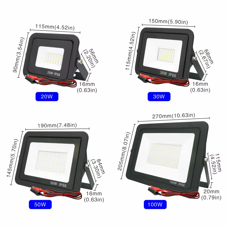 DC12V Led projecteur 20W 30W 50W 100W projecteur extérieur IP66 réflecteur de lumière étanche Portab