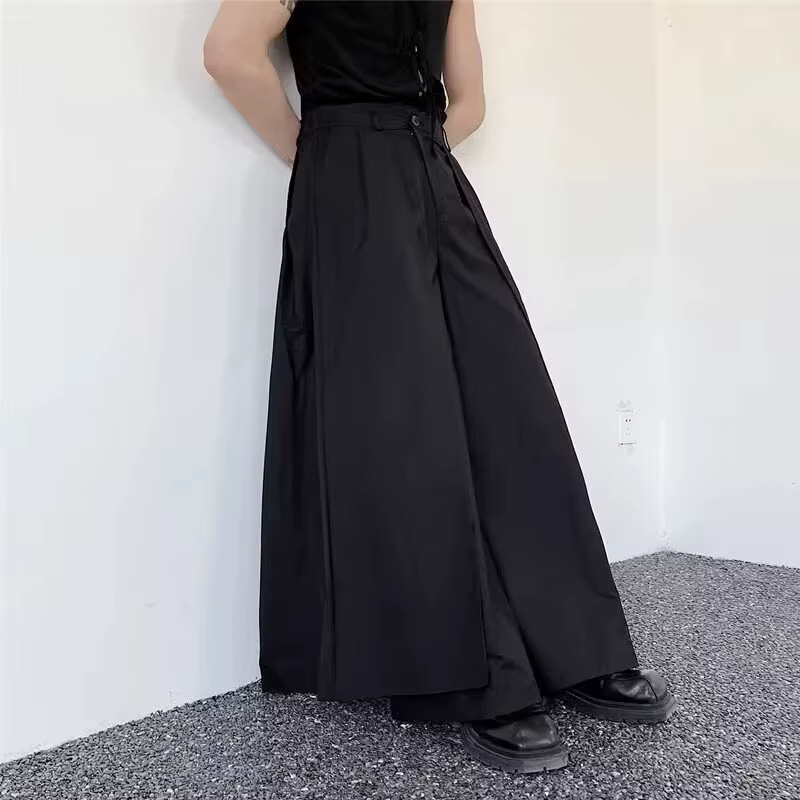 Pantalon superposé japonais d'avant-garde pour hommes, jambes larges, Hakama Y2k, Streetwear esthéti