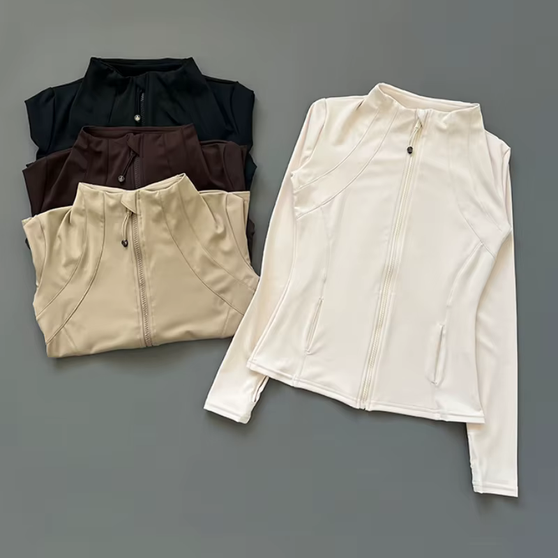 Veste de Fitness à col montant pour femmes, séchage rapide, coupe ajustée, fermeture éclair, vêtemen