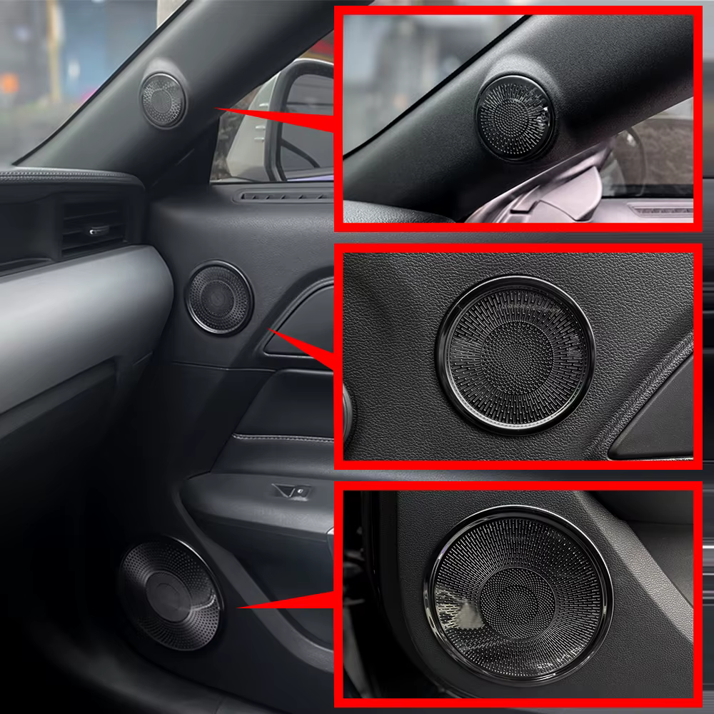 Pour Ford MUSTANG 2015-2020 6 pièces en acier inoxydable noir titane couleur voiture intérieur Surro