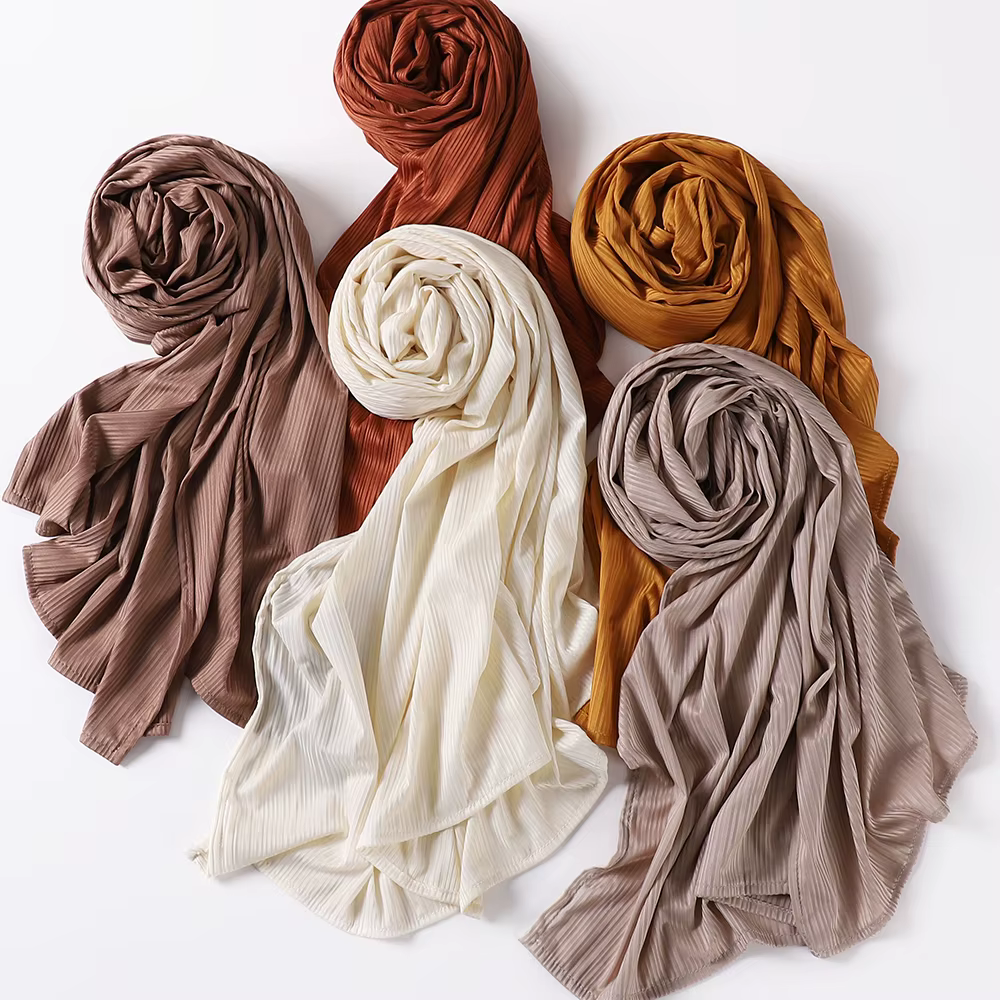 Jersey côtelé Hijab musulman plaine écharpe crêpe Hijab écharpe doux châles islamiques enveloppes ba