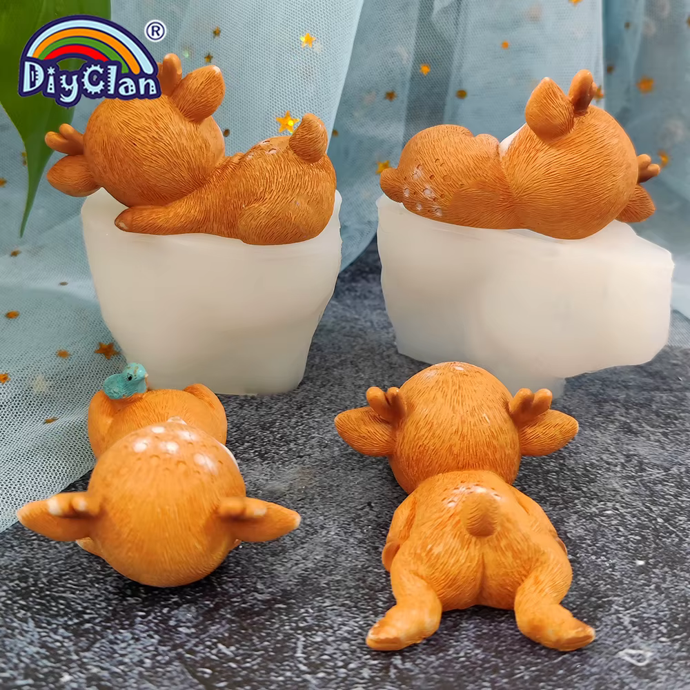 Moule en Silicone cerf Sika, bricolage créatif 3D, bougie de noël, fabrication de savon, argile anim