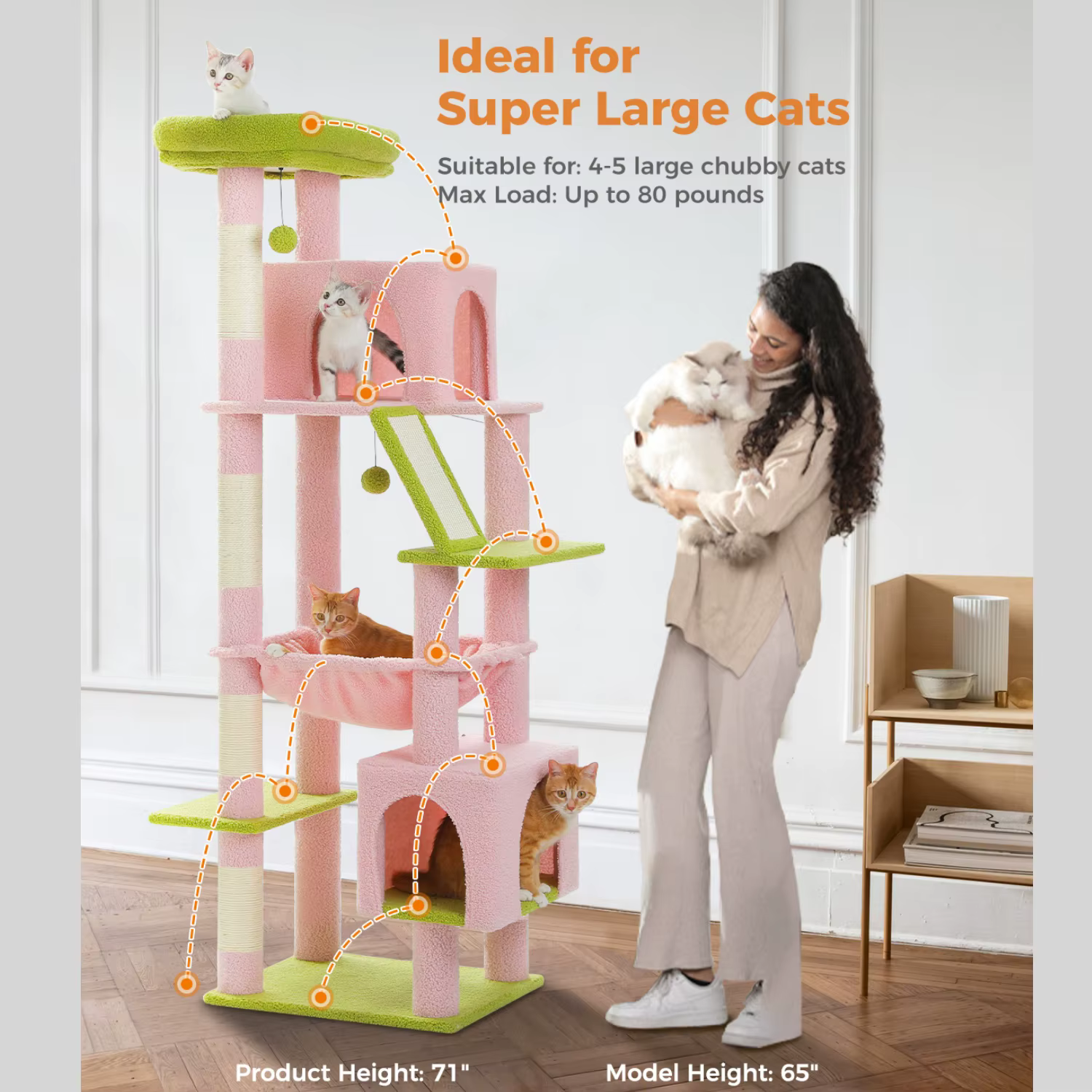 Tour pour chat d'intérieur à plusieurs niveaux avec griffoirs, perchoirs, hamac, condo, diversificat