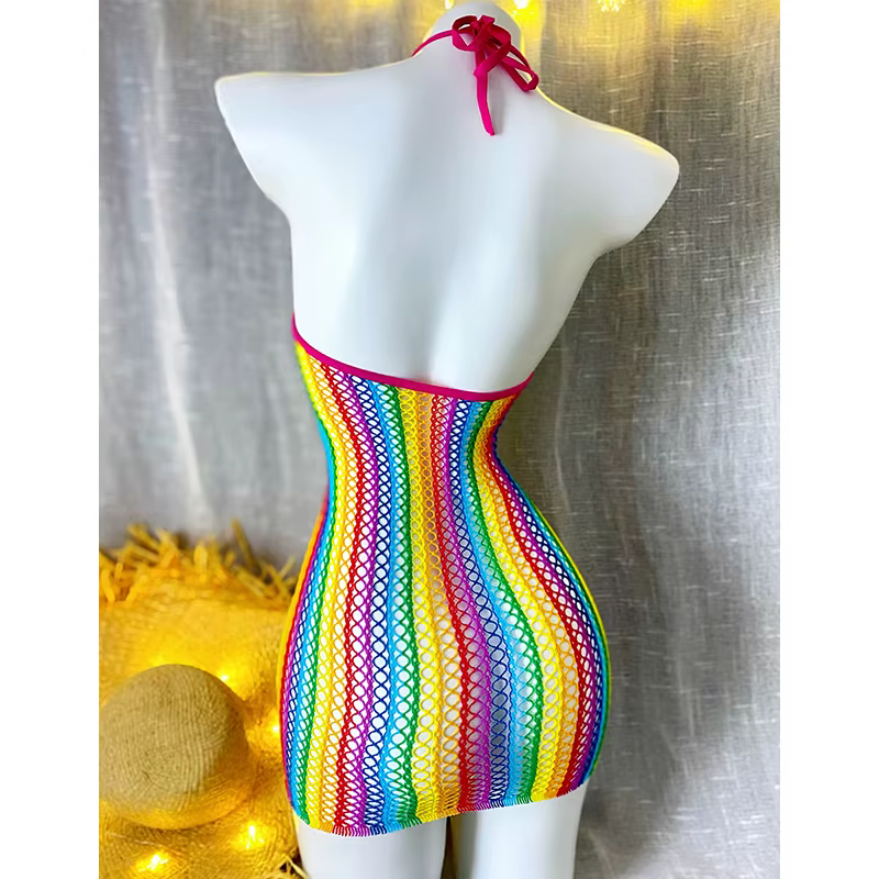 1 pièce Robe moulante sexy pour femme en résille ajourée transparente, tenue de plage sans bikini, m