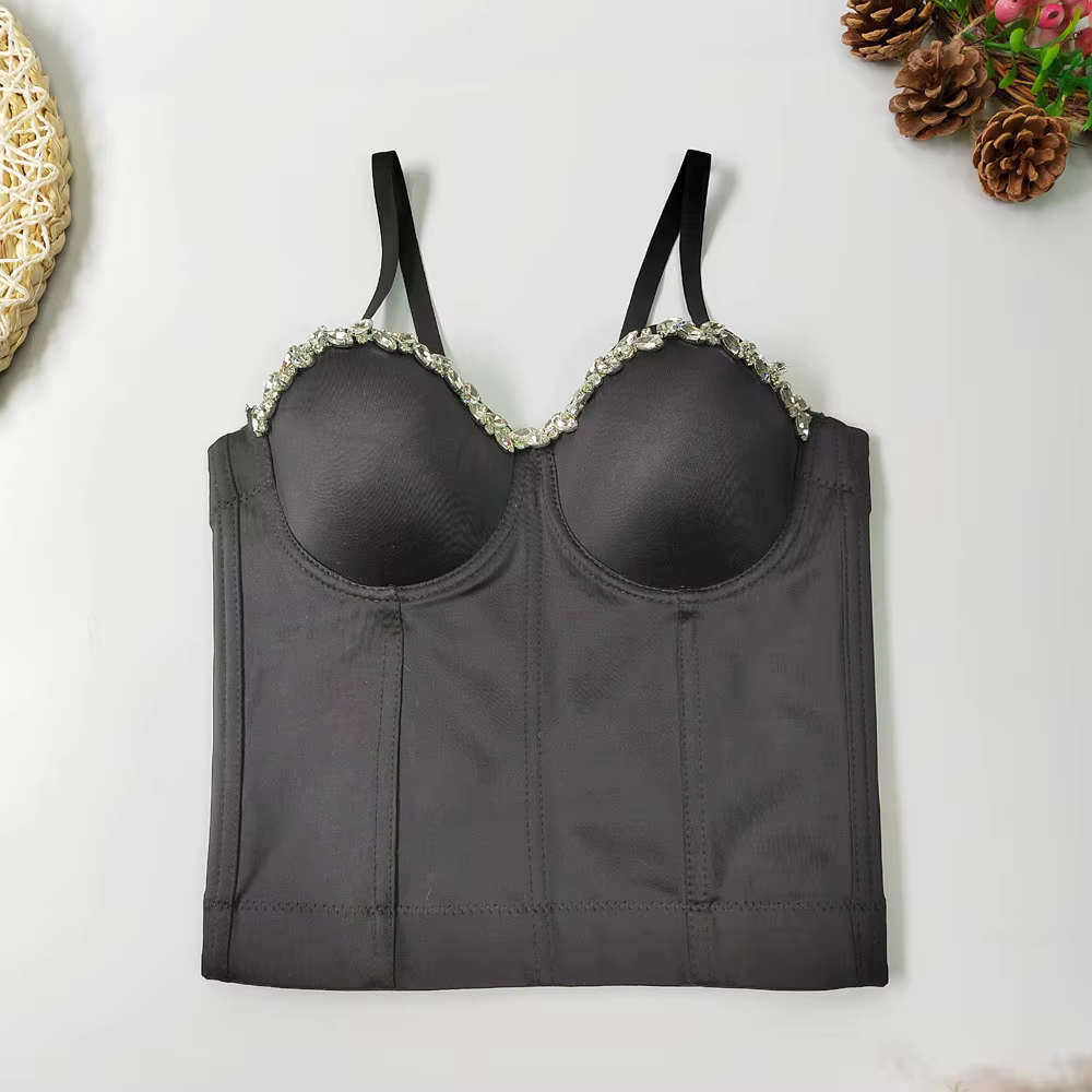 SXTHAENOO-Haut court sans bretelles pour femme, soutien-gorge en glabustier, diamant, fleur, boîte d